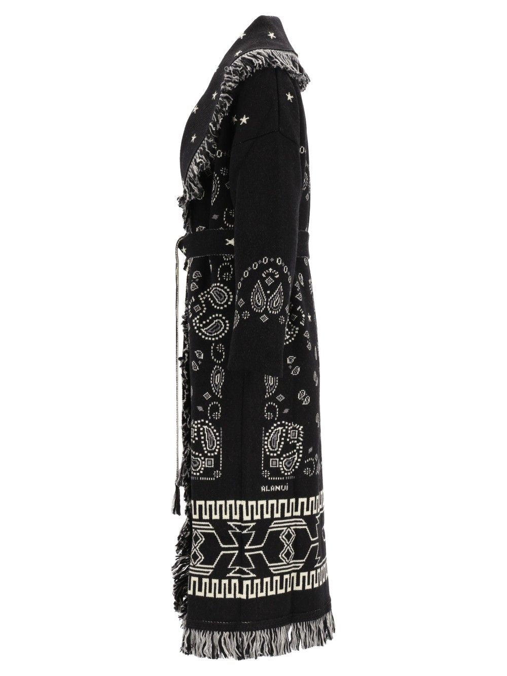 Alanui Wool Bandana Coat Knitwear - Black | ae510d2f87043837b393a0d56c0270b266aad1d3