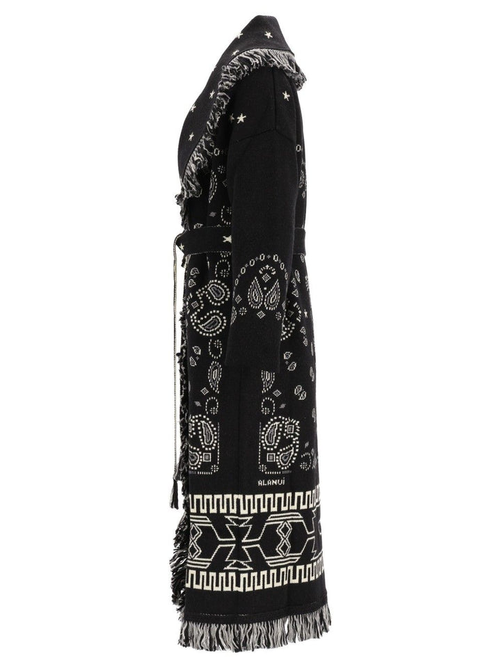 Alanui Wool Bandana Coat Knitwear - Black | ae510d2f87043837b393a0d56c0270b266aad1d3