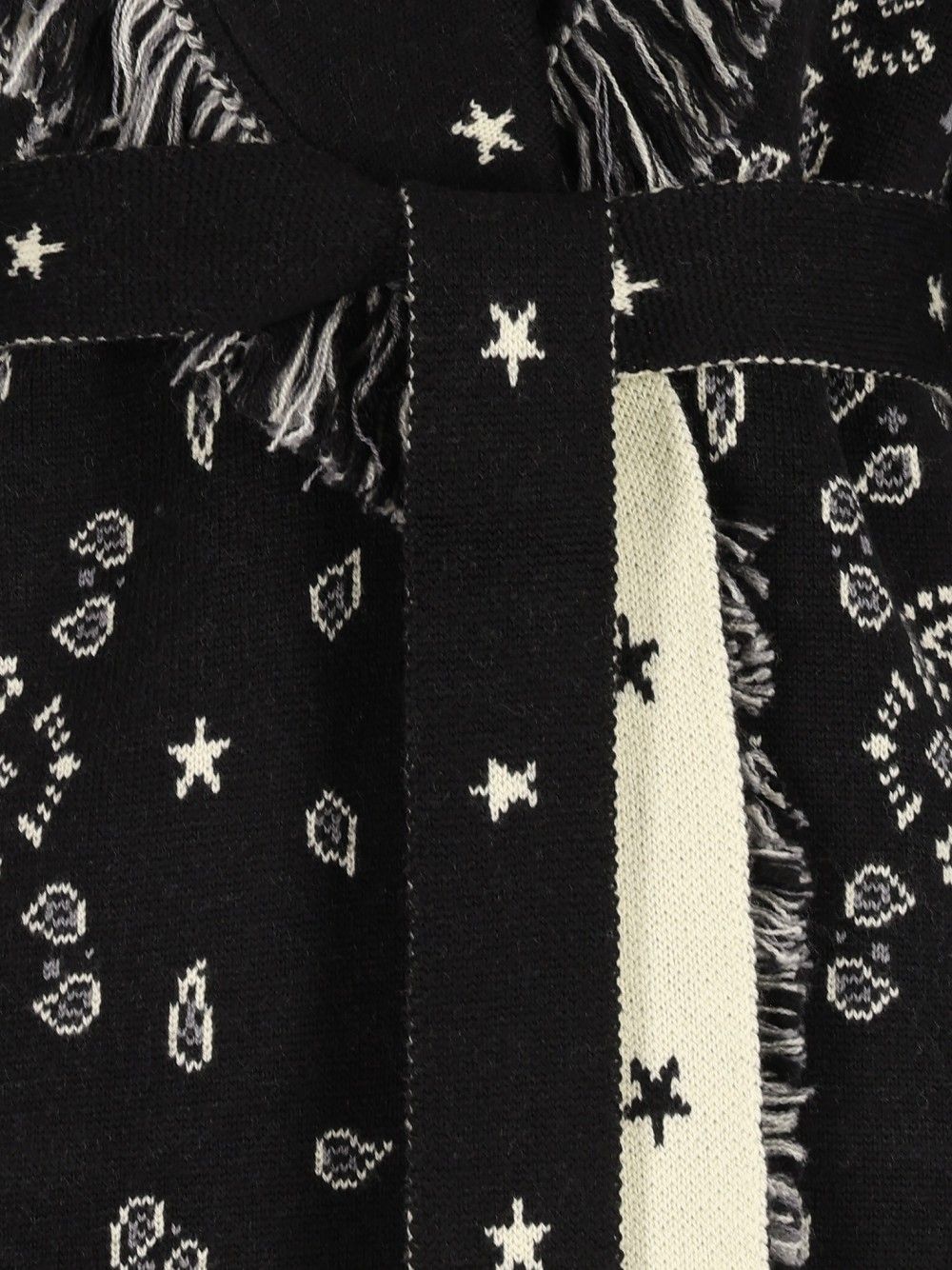 Alanui Wool Bandana Coat Knitwear - Black | 6aca0f37e43775e96fe438d4fac29611642a474b