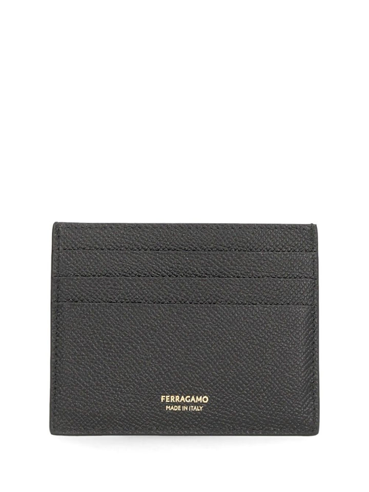 Ferragamo Gancini Credit Card Holder Wallets - Black | 3383ec2a0c2356f87beb2bd9901bb8895ac0566f