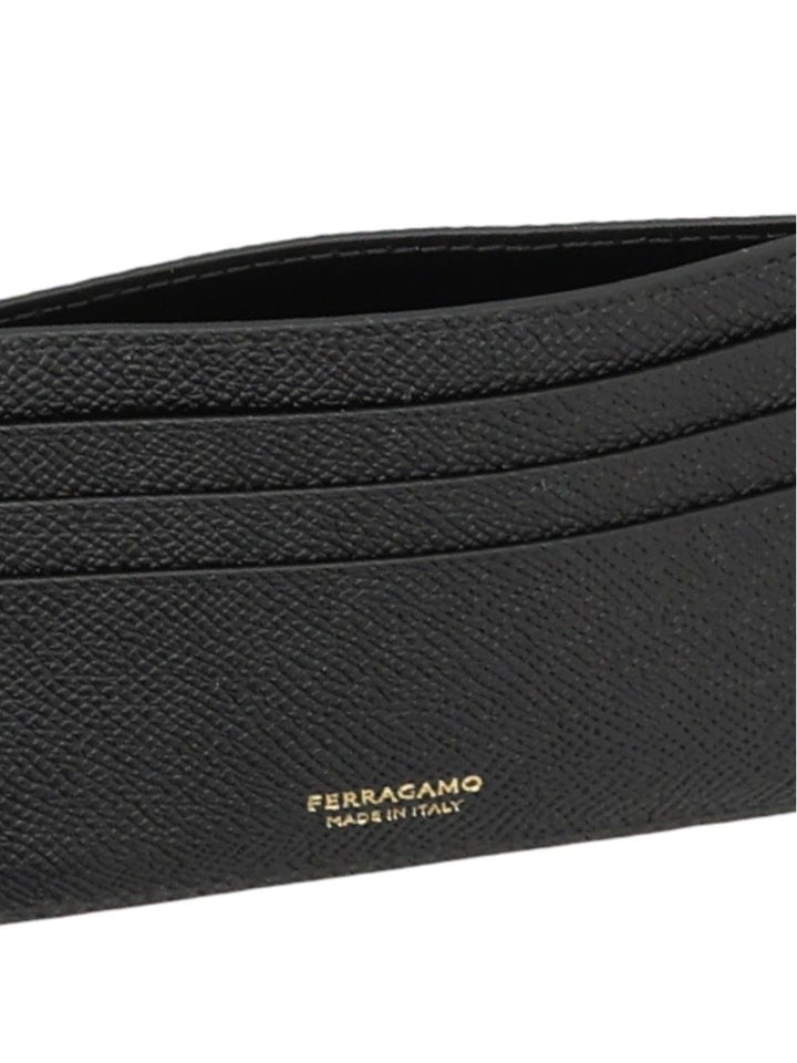 Ferragamo Gancini Credit Card Holder Wallets - Black | ba26aadbc689c28888b092d9eabfa47c29fbffaf