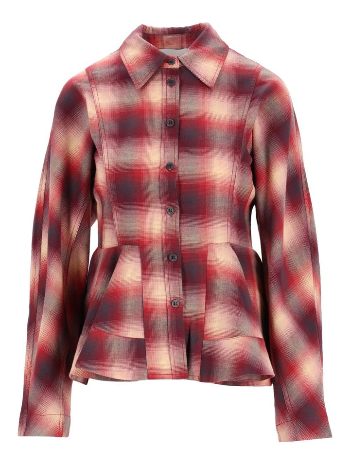 Ganni Red Checked Flannel Shirt Shirts - Red | 44e3cb7a912574187795631921863696485276f7