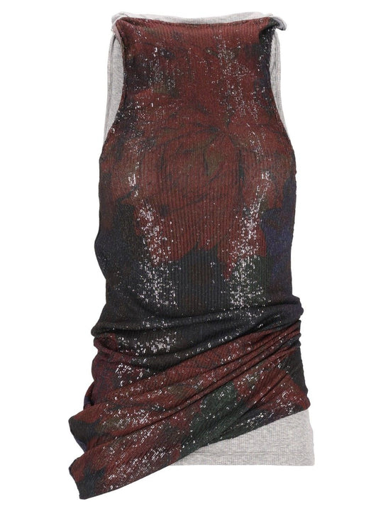 Printed Draped Top Tops Multicolor