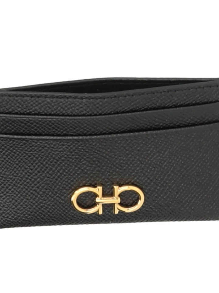 Ferragamo Gancini Card Holder Wallets - Black | baaddfb65ab2c075804eb6e1a958879588f41069