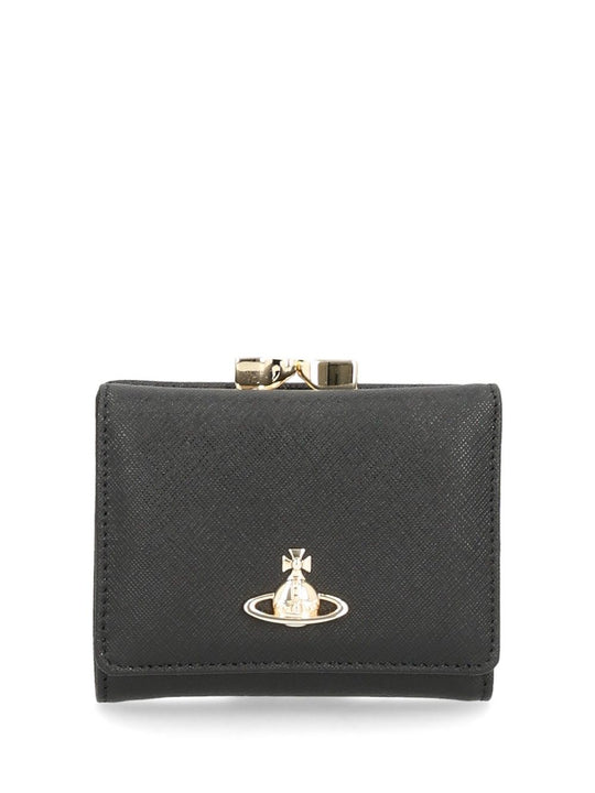 Small Wallet With Frame Small Leather Goods Black