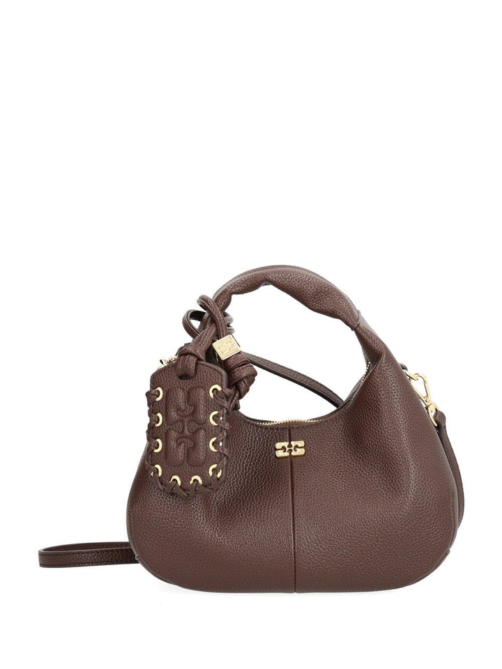 Ganni Mini Shoulder Bag With Grained Finish Handbags - Brown | 5faae98633adc7e6461fd27b94eb938d261cd2bc