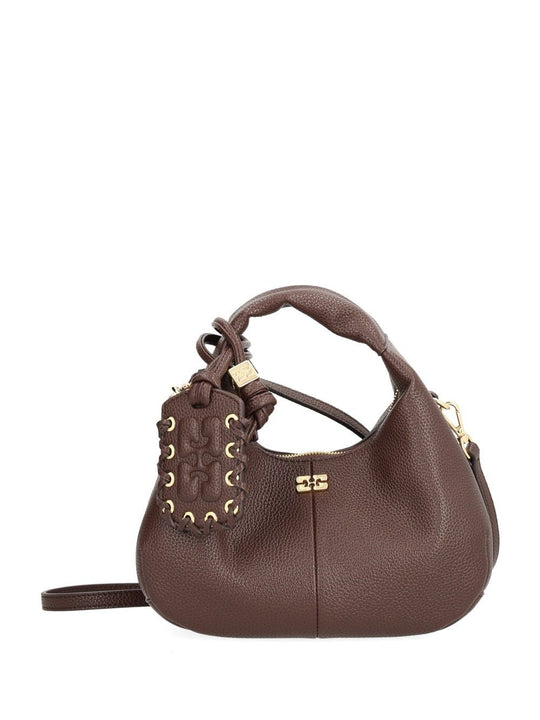 Mini Shoulder Bag With Grained Finish Handbags Brown