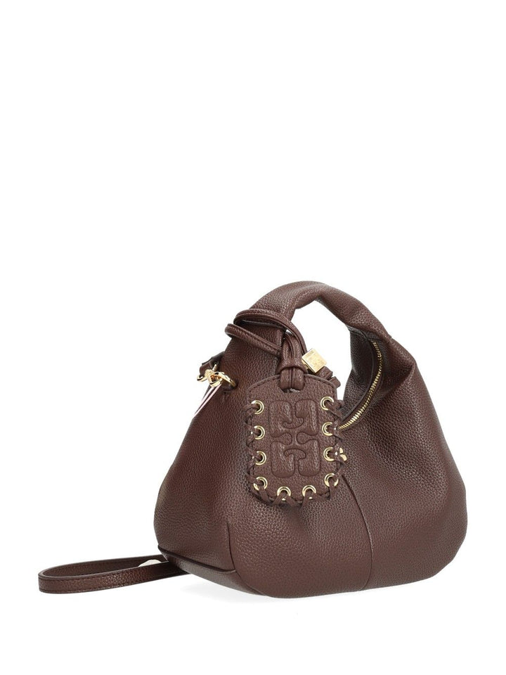 Ganni Hobo Mini Grained Handbags - Brown | 3a4422828261485a6a5e478f5dabcf52970d2e1a