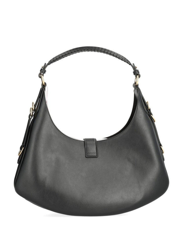 Ganni Kat Small Gold Shoulder Bags - Black | 0097fb1fc75fe53fb74edffe7bc469c78d40a5e6