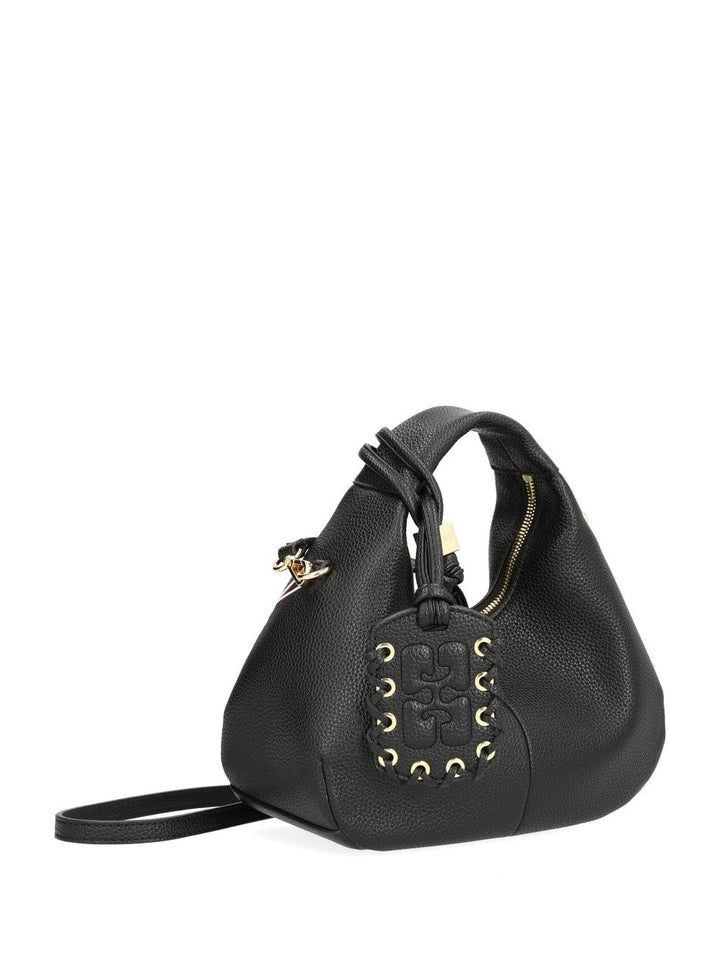 Ganni Hobo Mini Grained Handbags - Black | 4b0d43f84c2710574a93c6b274c6c5c53c401940