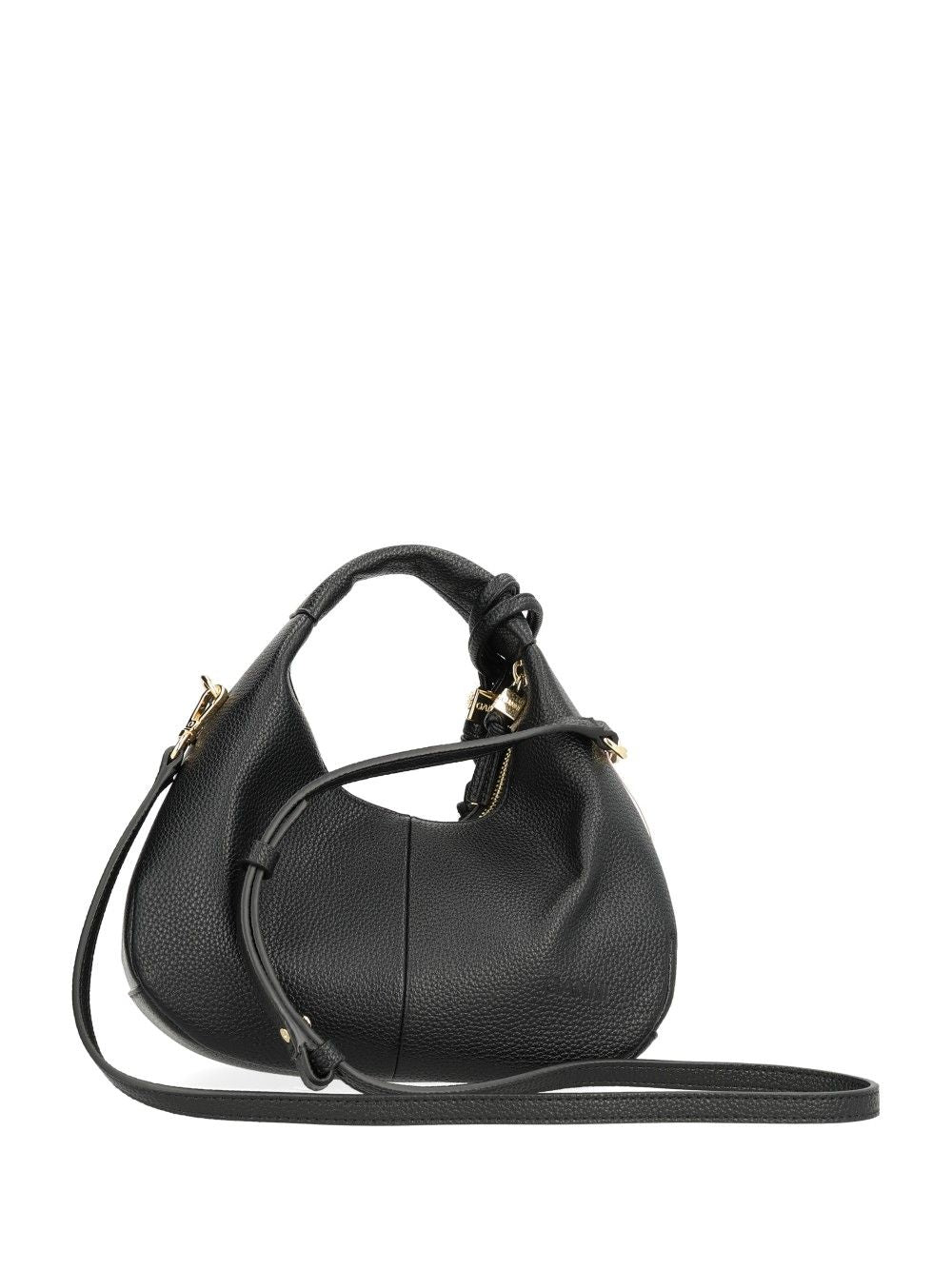 Ganni Mini Shoulder Bag With Grained Finish Handbags - Black | addcebc45050b46fb84d4977575199f674adfad2