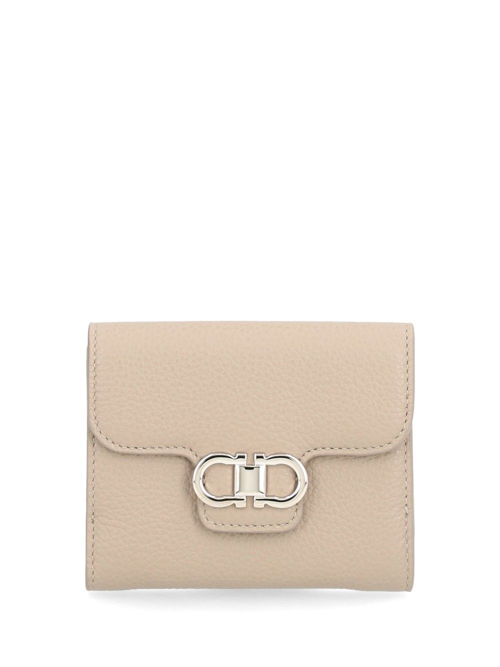 Ferragamo Double Gancio Grainy Bicolor Wallets - Beige | 1da94bbdfbdf19fe6665679f530db3d7f24190a8