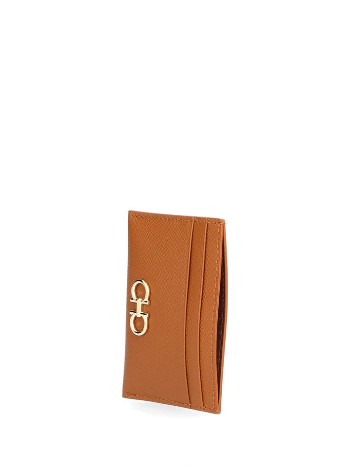 Ferragamo Gancini Credit Card Holder Wallets - Brown | 9184ca407c569b58ba6886db49e10cf0e1a6ddda