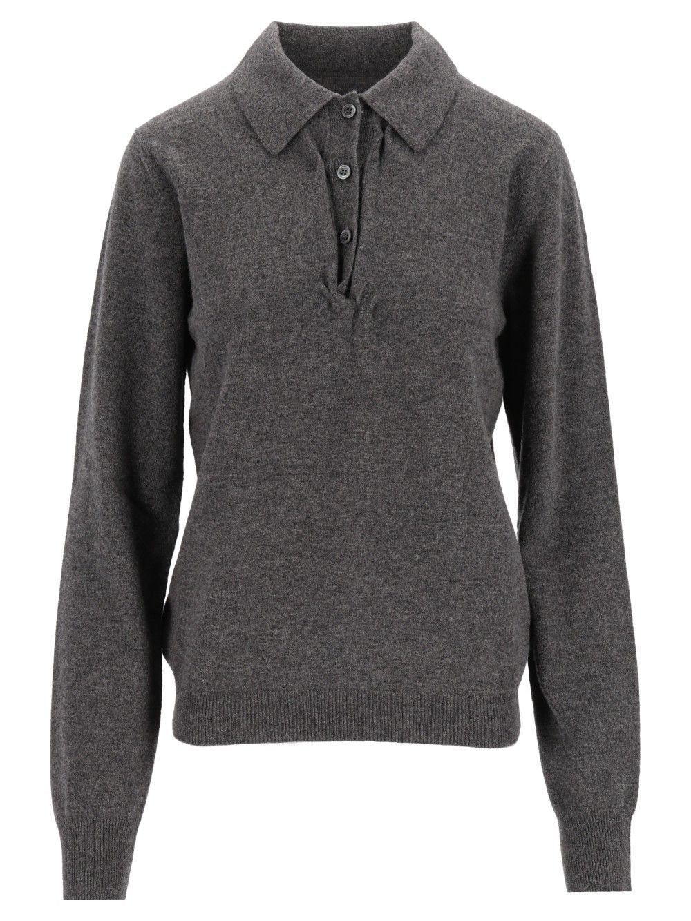 Maison Margiela Twist Lambswool Polo Knitwear - Grey | 5b3d08ae2e867af2b8df87228392b53628fb31aa