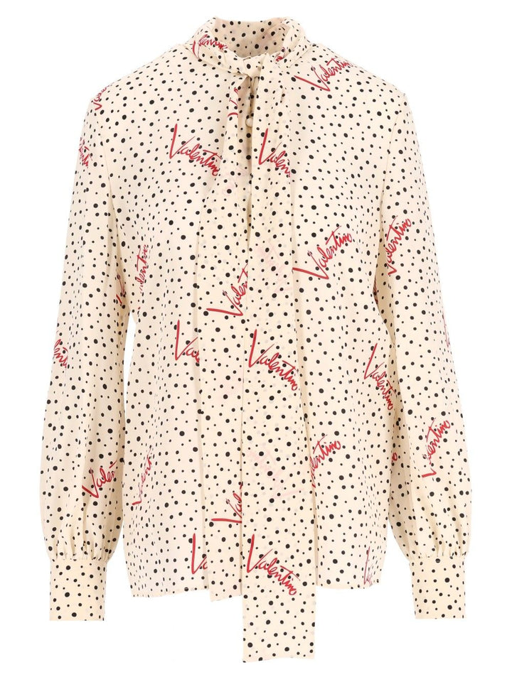 Valentino Garavani Shirt Crepe De Chine Bollicine Plus De Pois Shirts - White | c37dec55f6f180a121bc66c6011dfb514f079fa3