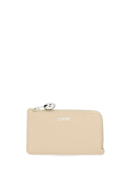 Pebble Square Card Holder Wallets Beige