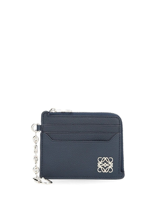 Anagram Square Card Holder Small Leather Goods Blue