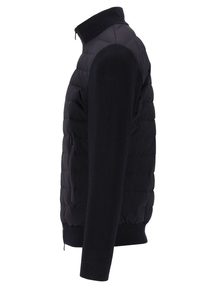 Emporio Armani Down Jacket With Knitted Sleeves Coats - Blue | dea8e7eeb13a814e445d4db604c0843fb762e6eb