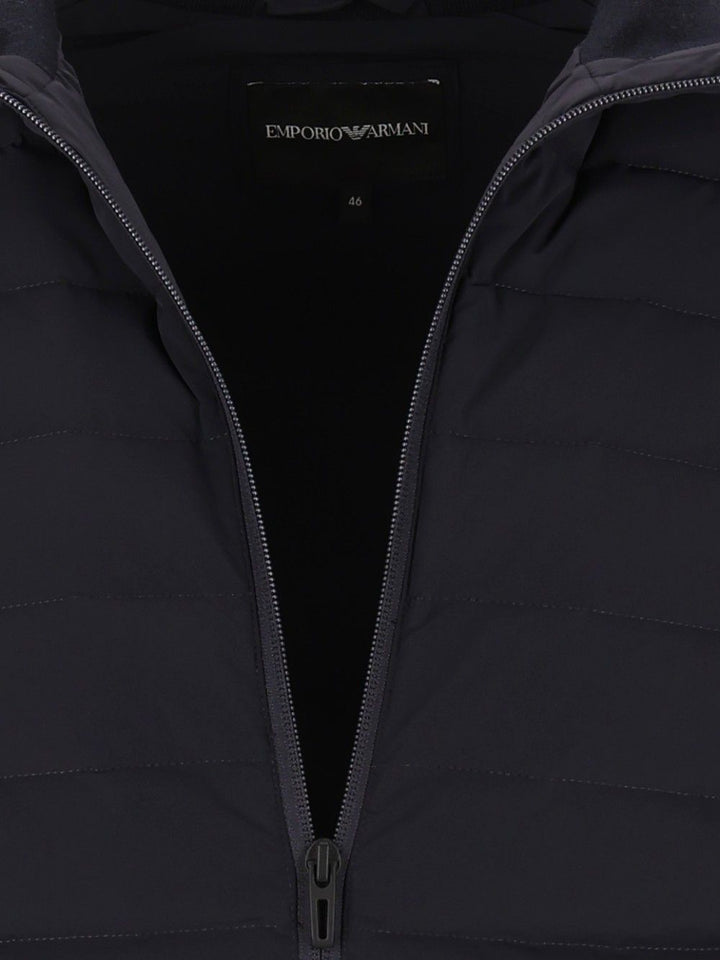 Emporio Armani Down Jacket With Knitted Sleeves Coats - Blue | 7e97c6eb14c3d4e303c11f857bdd3f62c73c2761