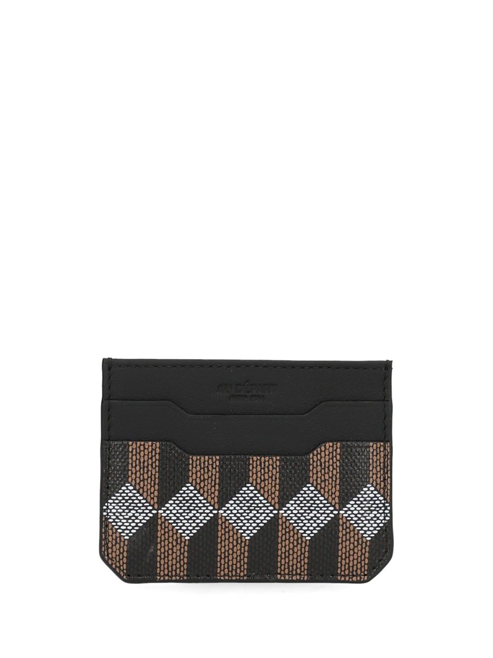 Au Depart Printed Leather Card Holder Wallets - Black | 576398897c429c8f1947539a1c4e682fb95b07b5