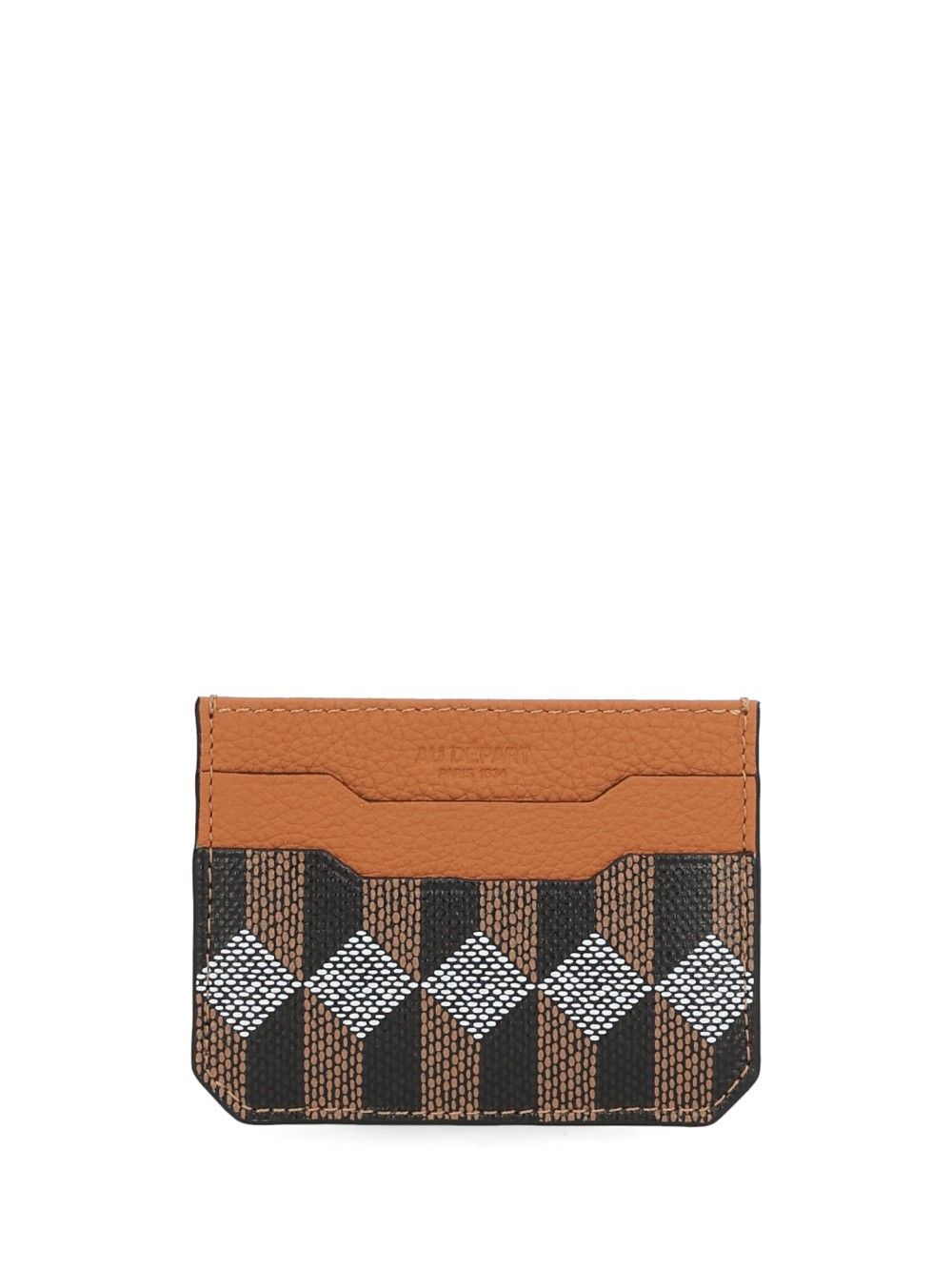 Au Depart Printed Leather Card Holder Wallets - Brown | 711e3b526ec91effb6163a83676c9c5da76e9903