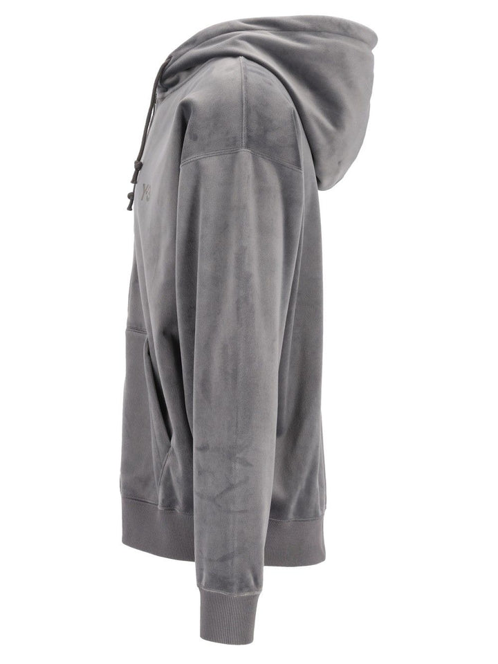 Adidas Y-3 Velvet Hoodie Sweatshirts - Grey | daf994cc7a9102c3a65b4747575b2c0b4f11ccfd