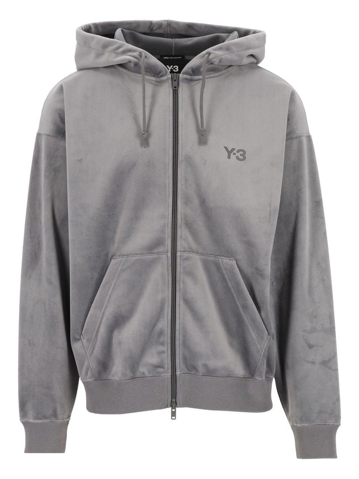 Adidas Y-3 Velvet Hoodie Sweatshirts - Grey | 0894a8c438f7230681f27f46b841f1defddc1360