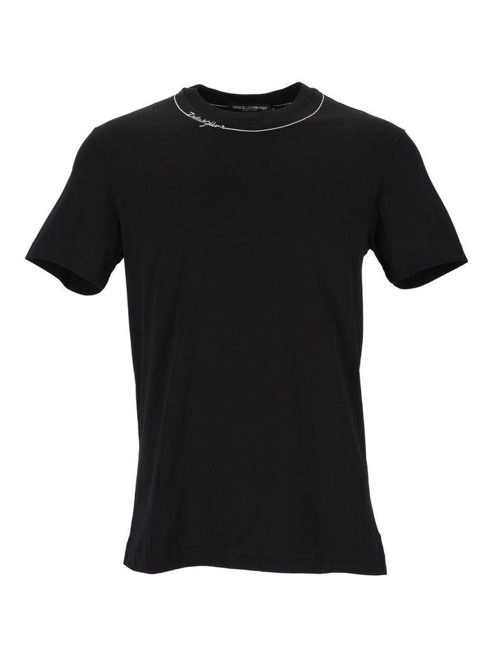 Dolce & Gabbana Cotton  With Embroidery T-Shirt - Black | f668ca3ac822113601759f12cf59340aec4fb9fa