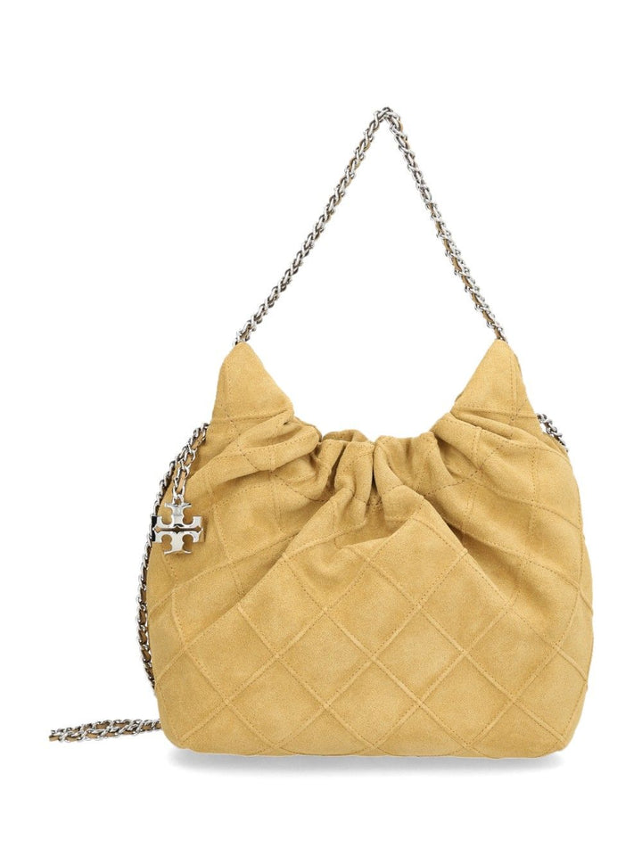 Tory Burch Fleming Mini Hobo Bag In Suede Shoulder Bags - Brown | 5b75ae07f2b0688bac4b02abc6170b36a47ba4a5