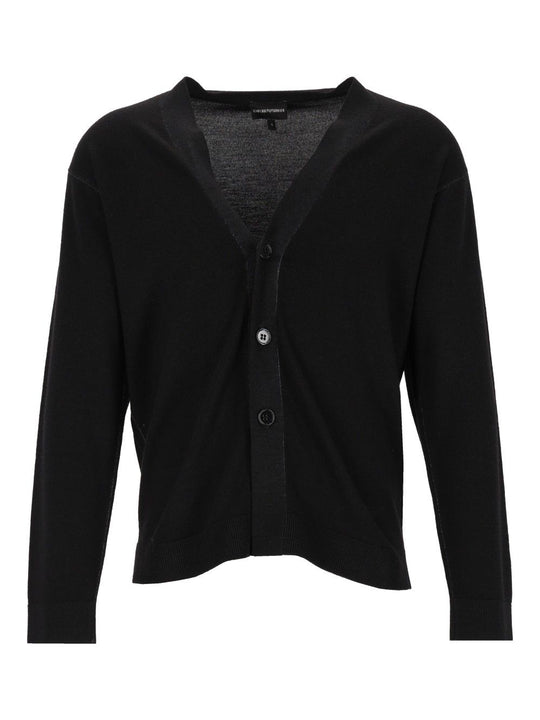 V-Neck Cardigan Knitwear Black