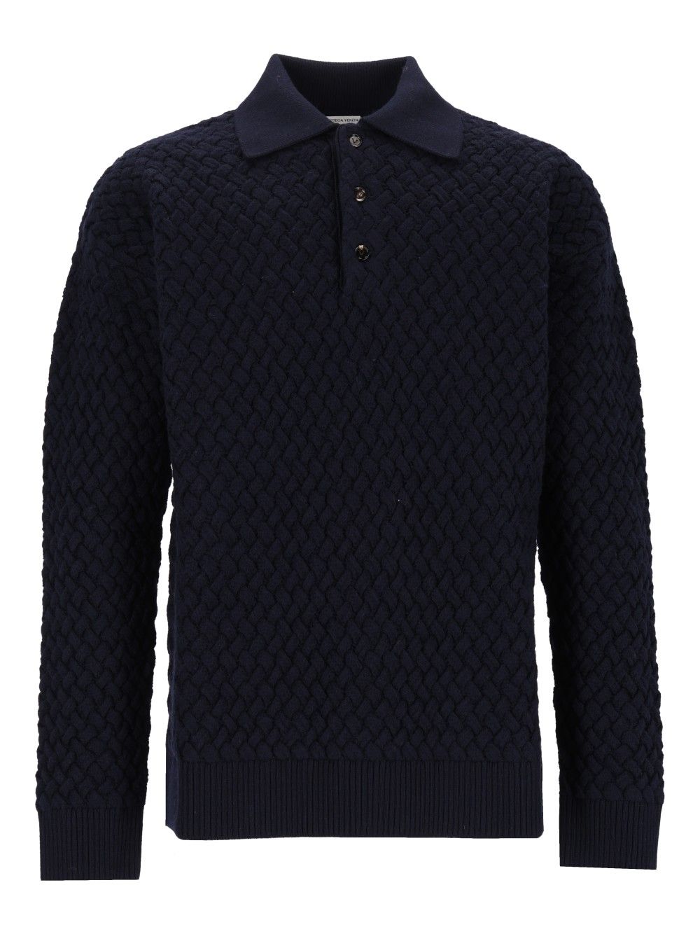 Bottega Veneta Woven Wool Polo Shirt Knitwear - Blue | c7841855b21fd035b50dfc368cb8e5eda5378b2a