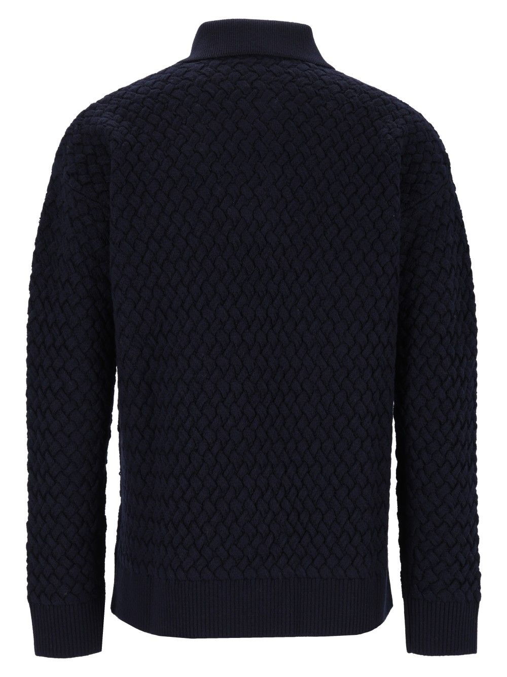 Bottega Veneta Woven Wool Polo Shirt Knitwear - Blue | 536c9c122c5bc27b457c72485e8f3552469a187c