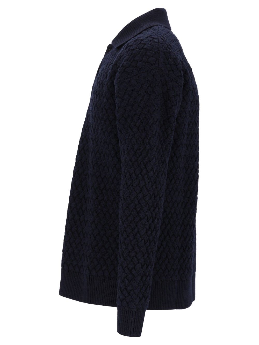 Bottega Veneta Woven Wool Polo Shirt Knitwear - Blue | a4be414a9e13ae9d65e92aa5650909627eee76eb