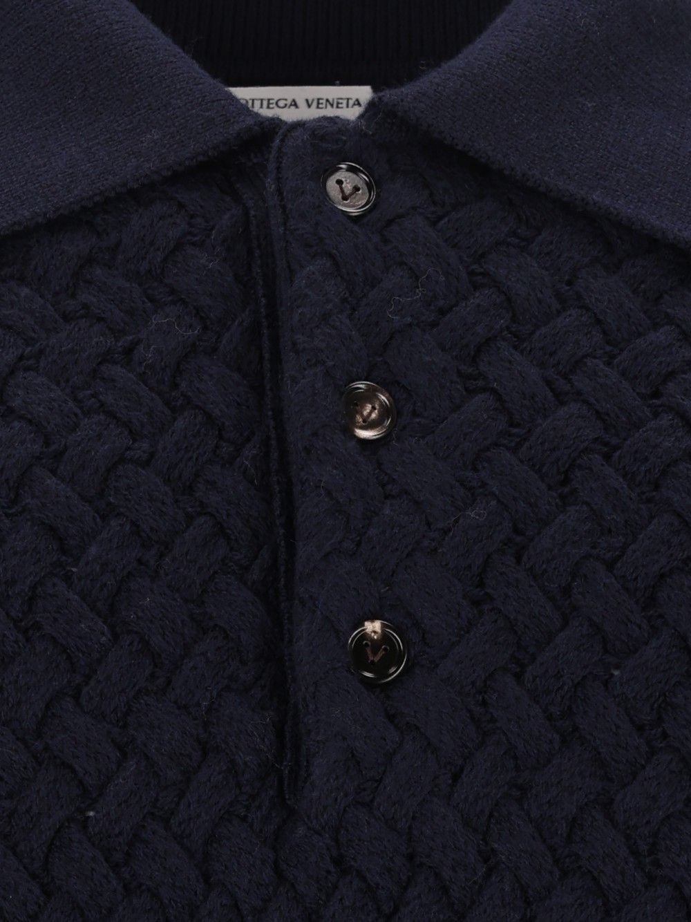 Bottega Veneta Woven Wool Polo Shirt Knitwear - Blue | 0ac77d815eba521218492130e7445a6a53fca288