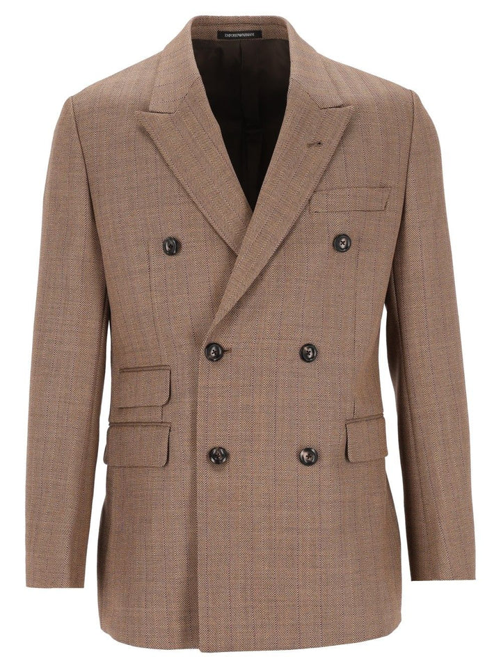 Emporio Armani Lined Blazer Jackets - Beige | d3316bac3a12f5a5ceb844397c72412867ff057f