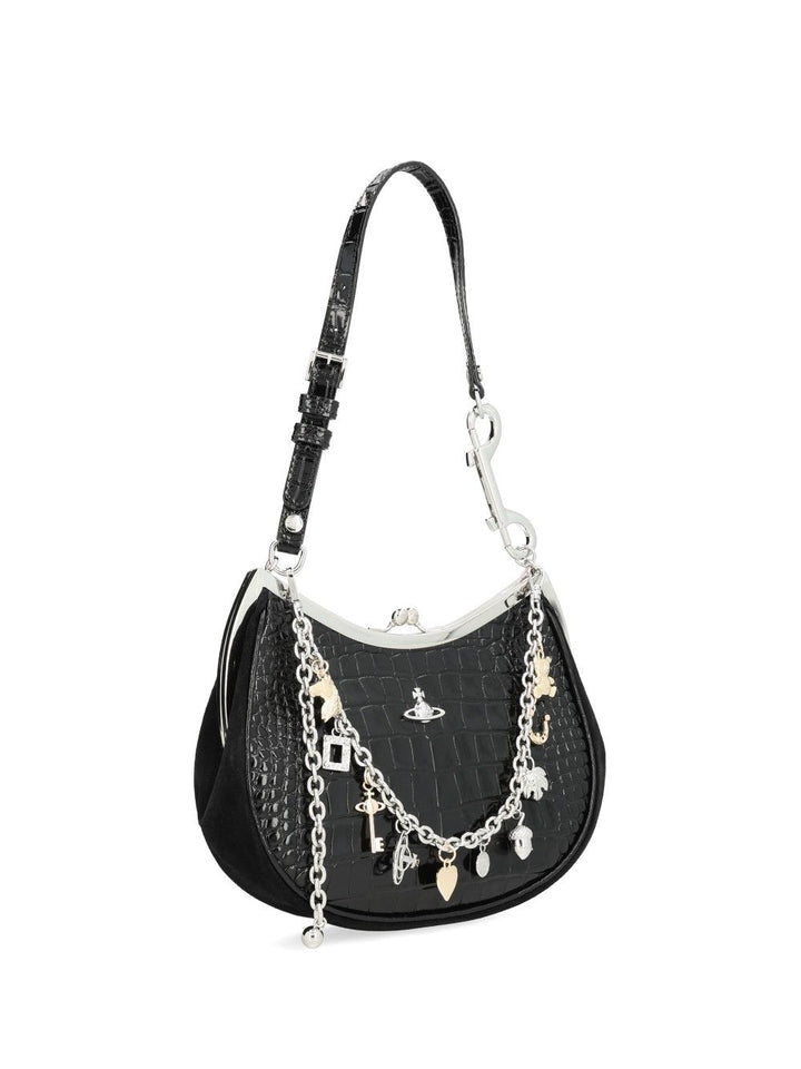 Vivienne Westwood Leather Charm Bag Shoulder Bags - Black | 49a5d55c80e360646b9a3d8e3ae4da97af67b7d8