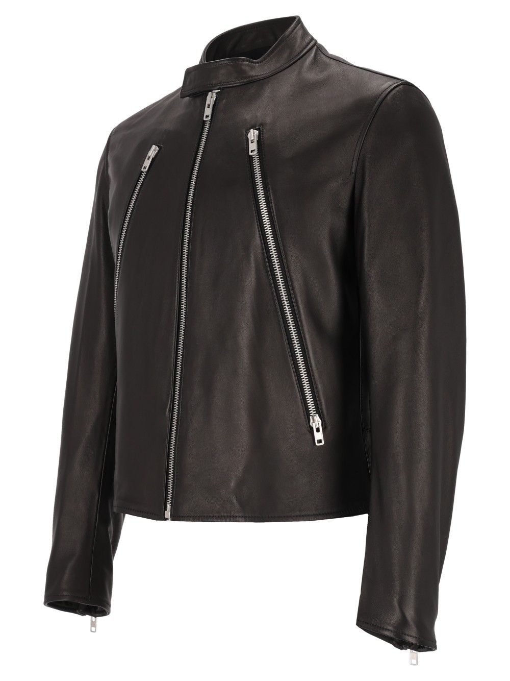 Maison Margiela 5-Zip Leather Jacket Jackets - Black | f77f7ea17234196be4b6d2dd54b12c484bf560a9