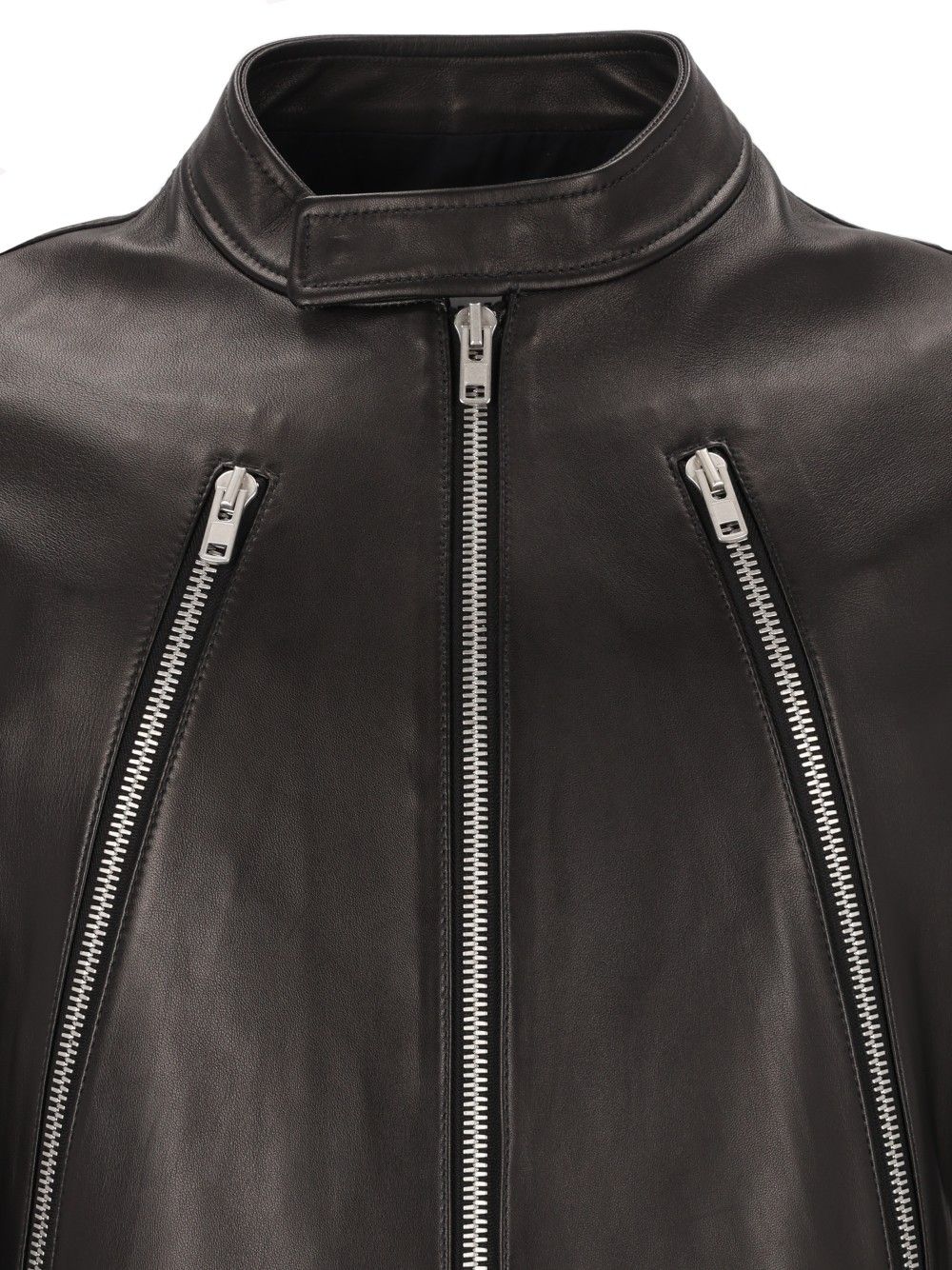 Maison Margiela 5-Zip Leather Jacket Jackets - Black | e0aaf0e50a8949e9a89a0de64f046f1af132f3ee