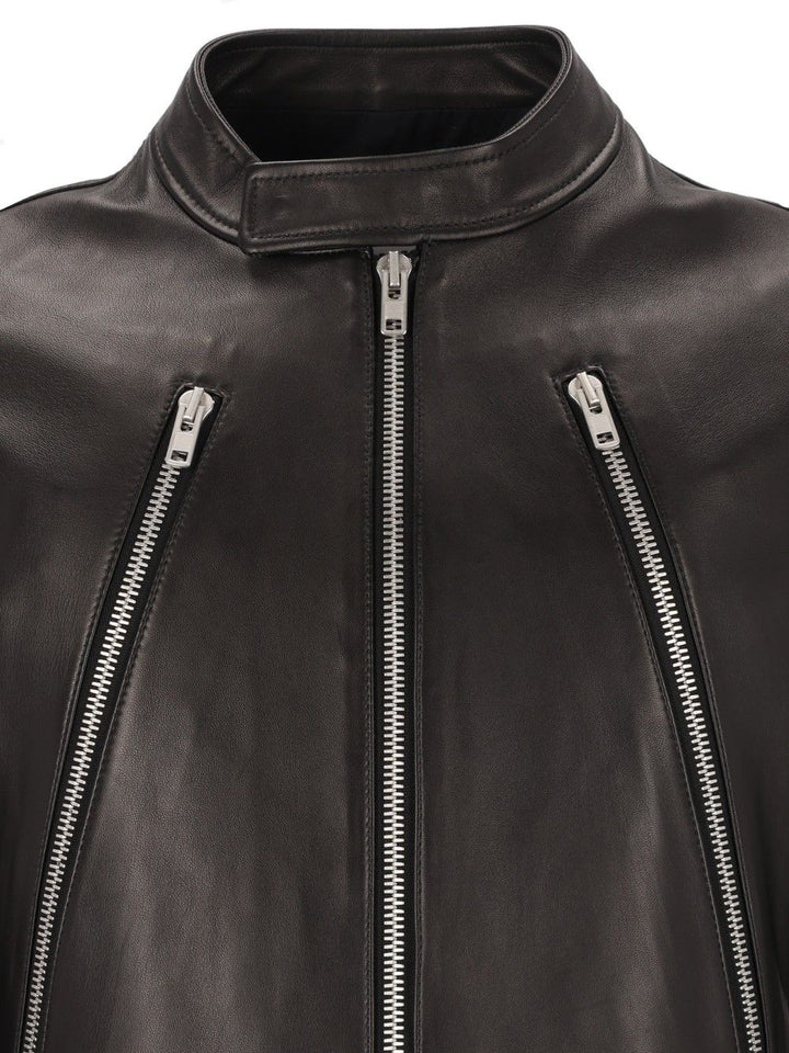 Maison Margiela 5-Zip Leather Jacket Jackets - Black | e0aaf0e50a8949e9a89a0de64f046f1af132f3ee