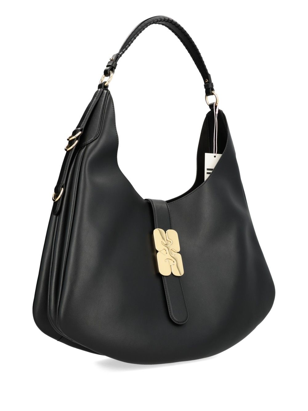 Ganni Kat Large Gold Shoulder Bags - Black | 8657d0c625f05cdb3ee1ce83b3a735b8c5977b64