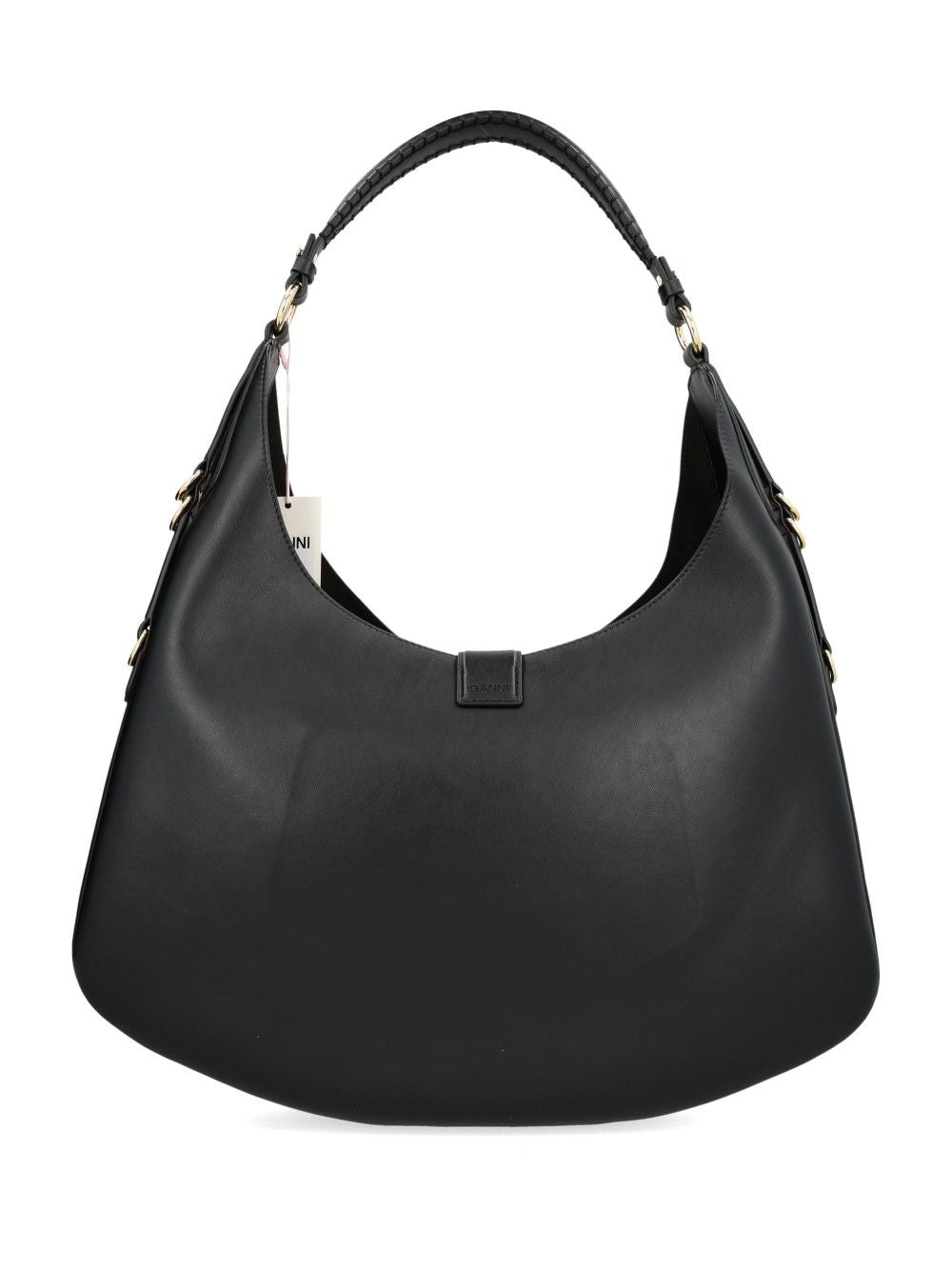 Ganni Kat Large Gold Shoulder Bags - Black | 6c3808cb93087de60a7c09f4ba30f9603f07b4a7
