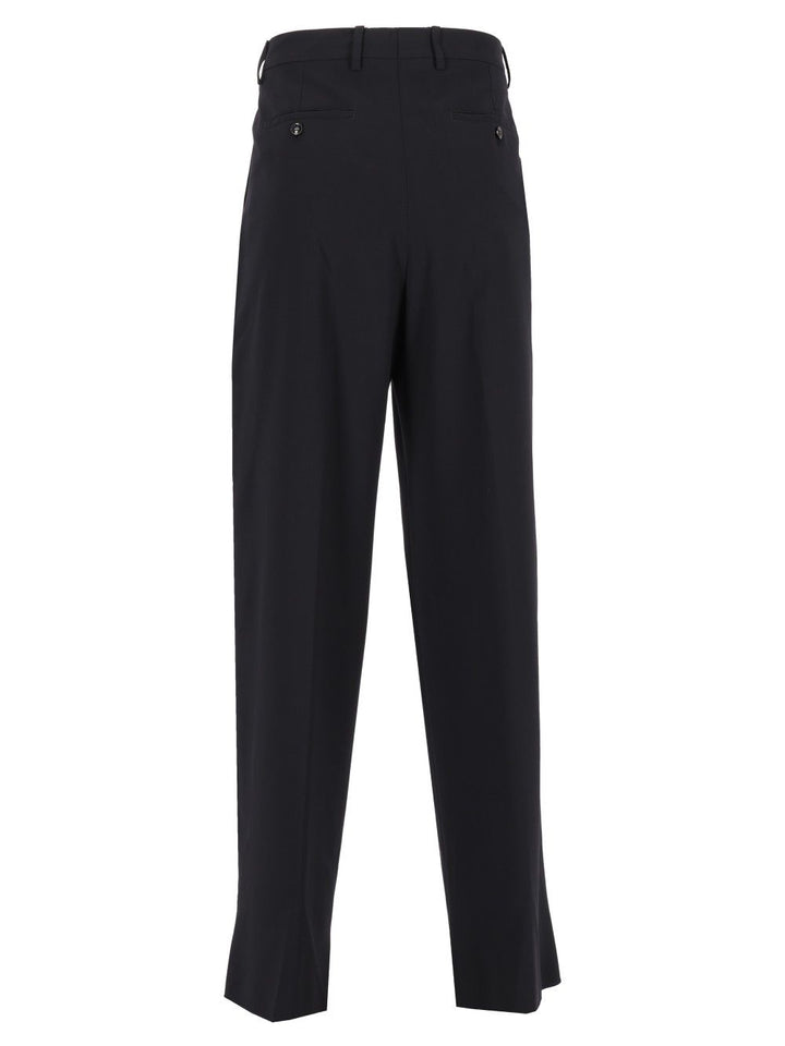 Giorgio Armani Oversized  In Virgin Wool Crepe Trousers - Blue | c640dbb62b72ac7572a85b68702a4ad841738f33