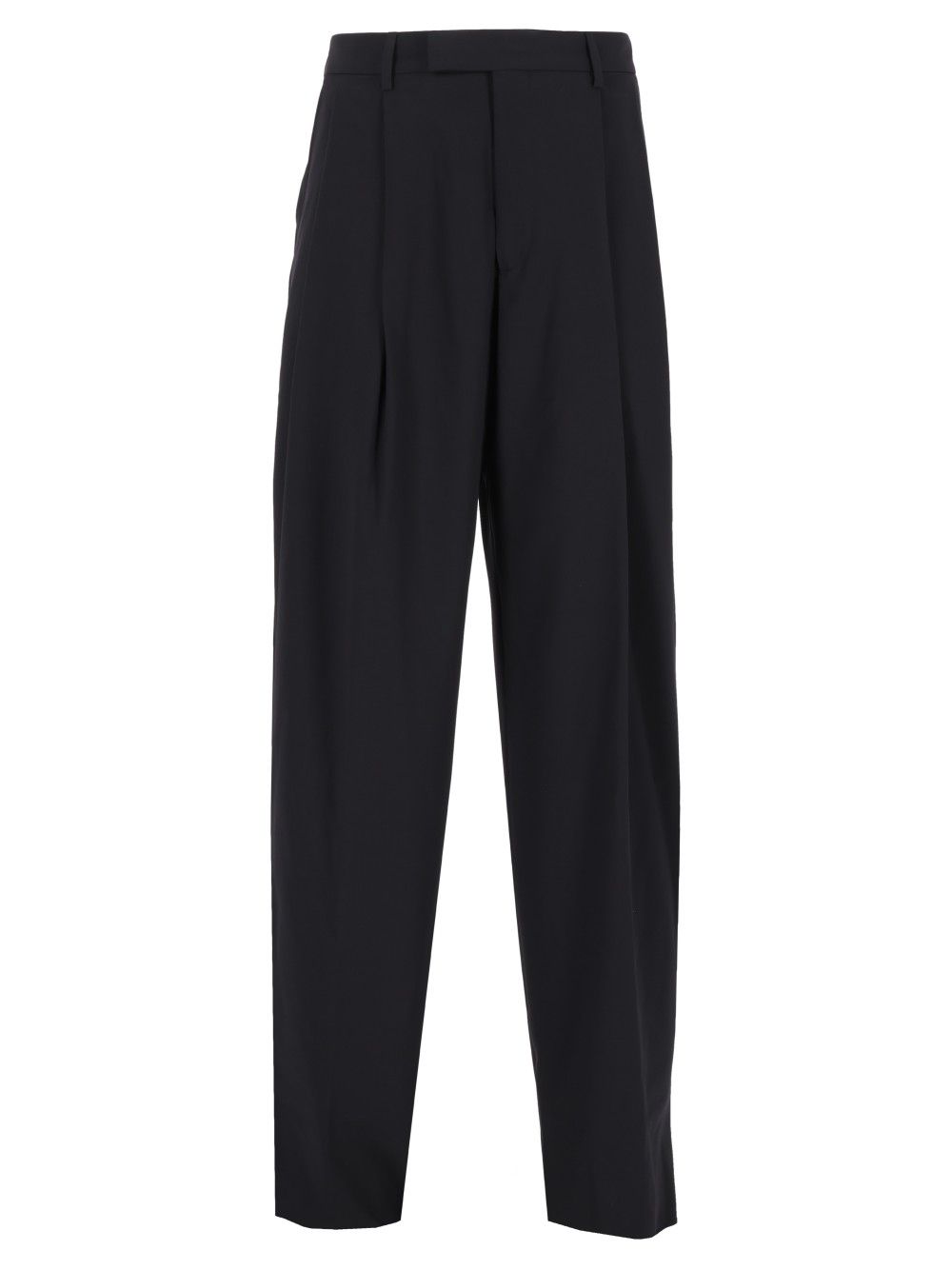 Giorgio Armani Oversized  In Virgin Wool Crepe Trousers - Blue | 26fd0caf3a312206aaa30d2e05cae8eff9e053c8