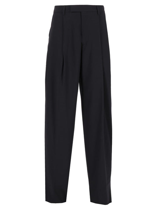 Oversized In Virgin Wool Crepe Trousers Blue