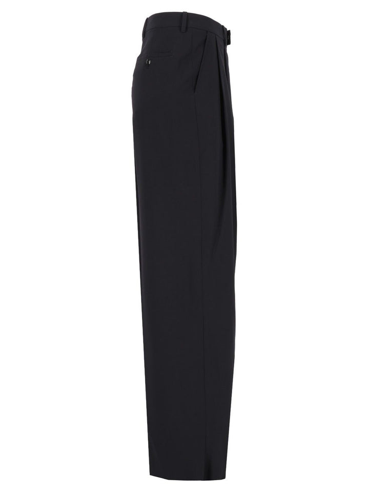 Giorgio Armani Oversized  In Virgin Wool Crepe Trousers - Blue | 69d352def94623d7a607115ff6a937466e9134c9
