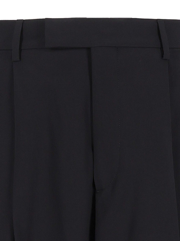 Giorgio Armani Oversized  In Virgin Wool Crepe Trousers - Blue | 76efb0f4095a3fca19ecd250c2c2e7c790b680b7