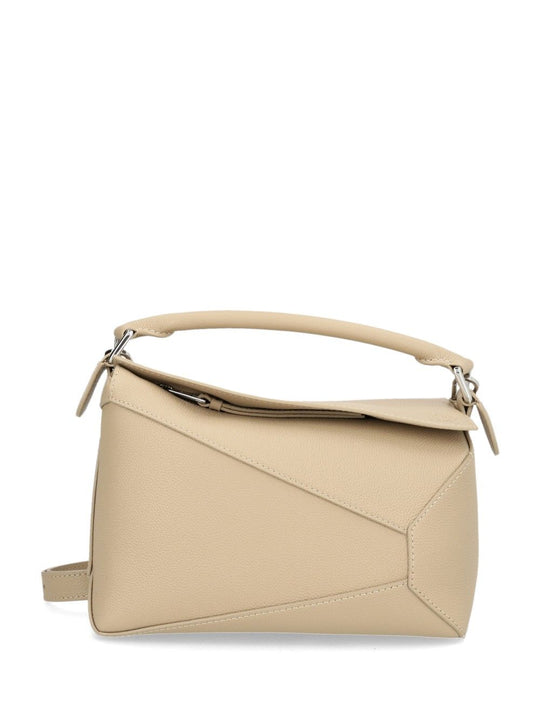 Puzzle Edge Handbags Beige
