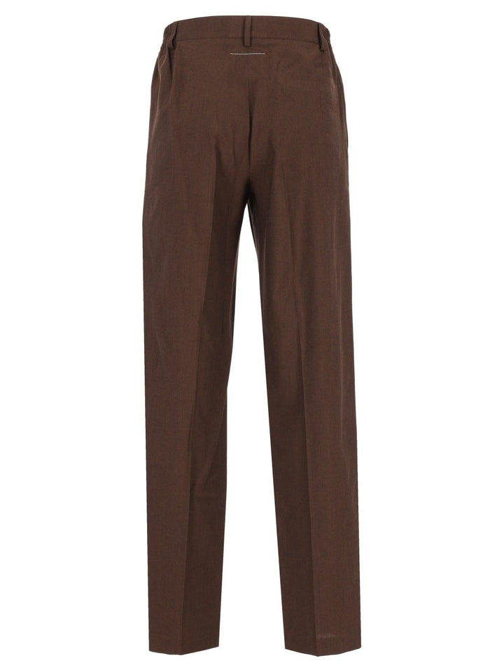 Mm6 Maison Margiela Wide-Leg  With Pleats Trousers - Brown | 03033c6227f00e760d843e4754ce800c5a83a65c