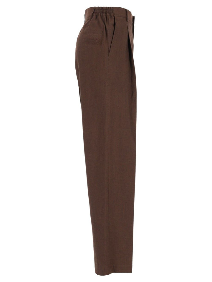 Mm6 Maison Margiela Wide-Leg  With Pleats Trousers - Brown | 20f55d9e3231b0302278f561228541211f87aa88