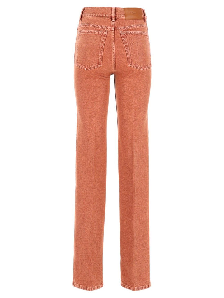 Chloe' Straight Leg Colored Canvas Denim Jeans - Brown | 72241876da5565a2f2cb5539f51bf6680d994075